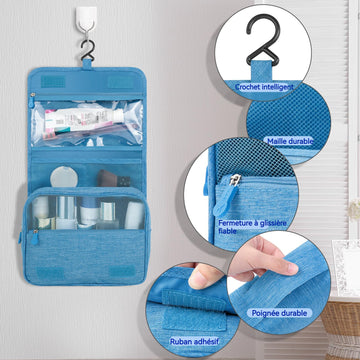 Trousse de toilette de Voyage 19x23CM pour Hommes et Femmes avec Poignée Volume élevé Tissu imperméable Trousse de Maquillage